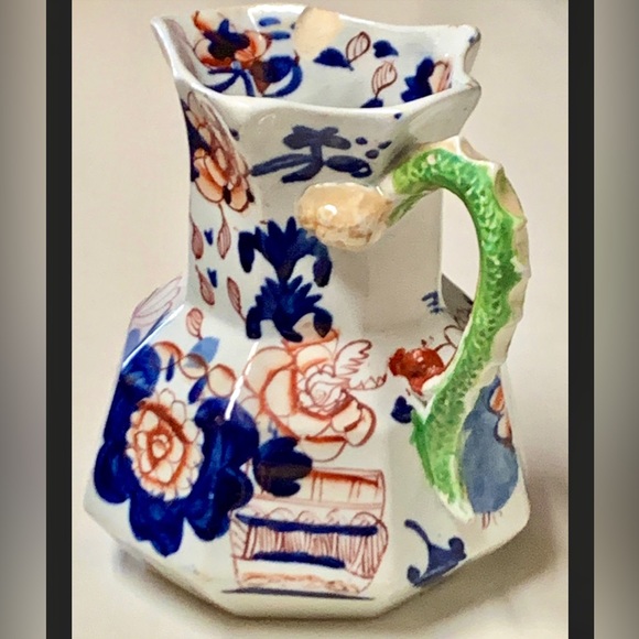 Gaudy Welsh Dragon Handle Impressed Makers Mark Mason Style Jug Urn Variant - Picture 4 of 10